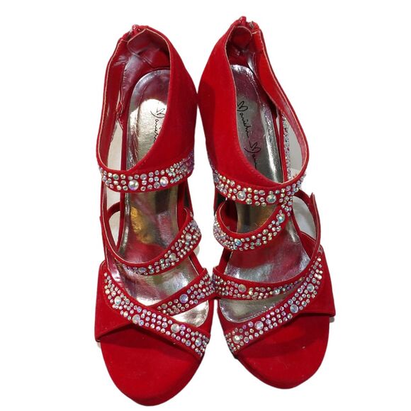 Dress Sandals Strappy Wrap With Rhinestones Back Zipper SZ 7 - Picture 1 of 6
